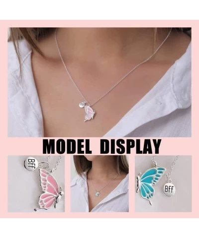 Butterfly Best Friend Necklaces for 2 Matching Butterfly Pendant Necklaces for Women Friendship BFF Necklaces for 2 Teen Girl...