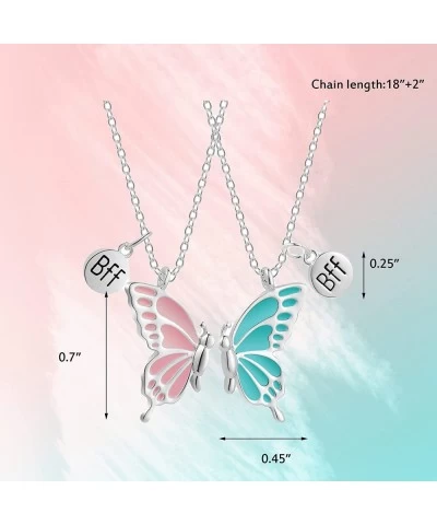 Butterfly Best Friend Necklaces for 2 Matching Butterfly Pendant Necklaces for Women Friendship BFF Necklaces for 2 Teen Girl...