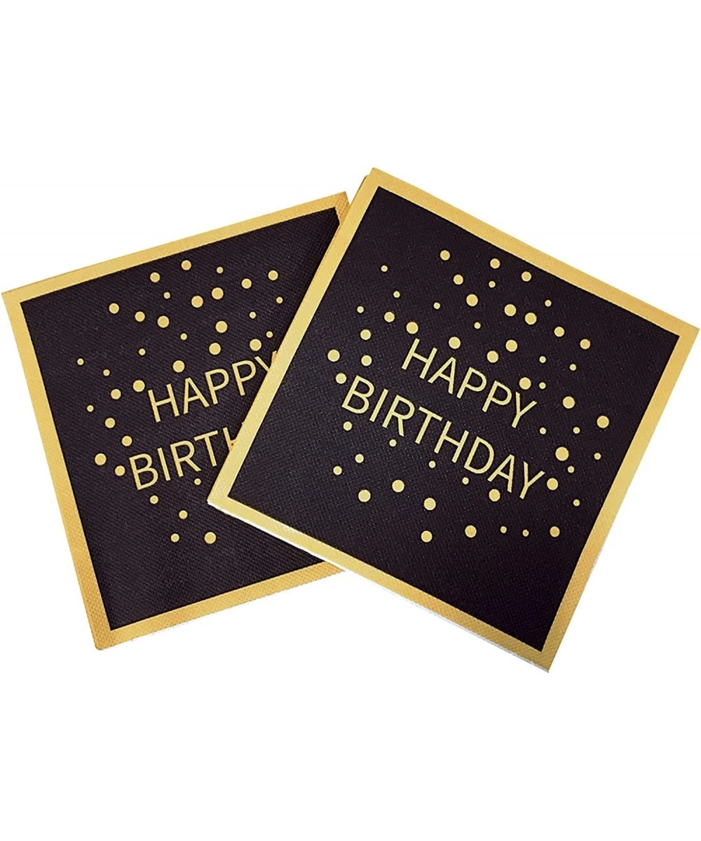 40PCS Happy Birthday Black and Gold Paper Napkins Square Party NapkinsFor Men Women Kids Supplies $14.56 Kids' Party Tableware