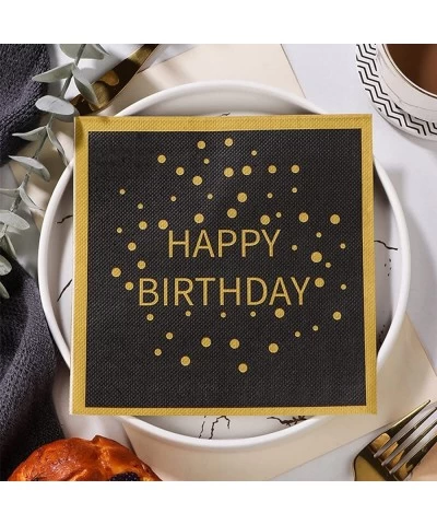 40PCS Happy Birthday Black and Gold Paper Napkins Square Party NapkinsFor Men Women Kids Supplies $14.56 Kids' Party Tableware