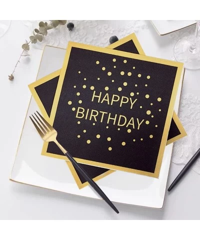 40PCS Happy Birthday Black and Gold Paper Napkins Square Party NapkinsFor Men Women Kids Supplies $14.56 Kids' Party Tableware