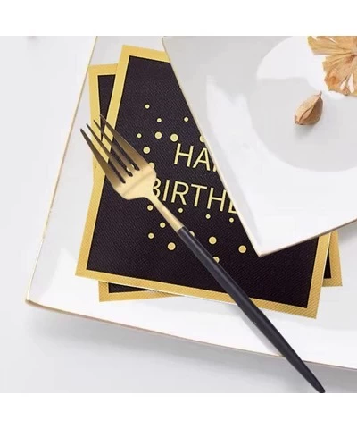 40PCS Happy Birthday Black and Gold Paper Napkins Square Party NapkinsFor Men Women Kids Supplies $14.56 Kids' Party Tableware