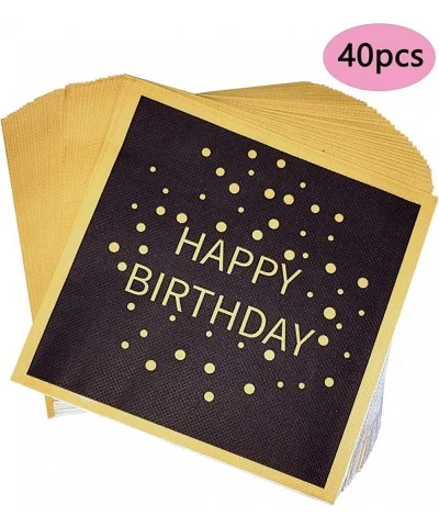 40PCS Happy Birthday Black and Gold Paper Napkins Square Party NapkinsFor Men Women Kids Supplies $14.56 Kids' Party Tableware