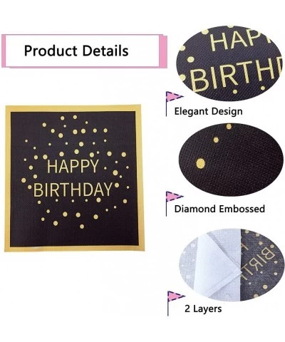 40PCS Happy Birthday Black and Gold Paper Napkins Square Party NapkinsFor Men Women Kids Supplies $14.56 Kids' Party Tableware