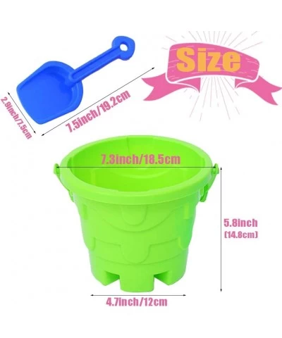 7 PCS Kids Beach Toys Set Including 2 PCS Sand Buckets and 5 Colors Sand Shovels Beach Sand Pail and Shovel Setfor Boys and G...