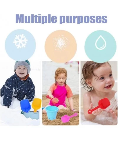 7 PCS Kids Beach Toys Set Including 2 PCS Sand Buckets and 5 Colors Sand Shovels Beach Sand Pail and Shovel Setfor Boys and G...