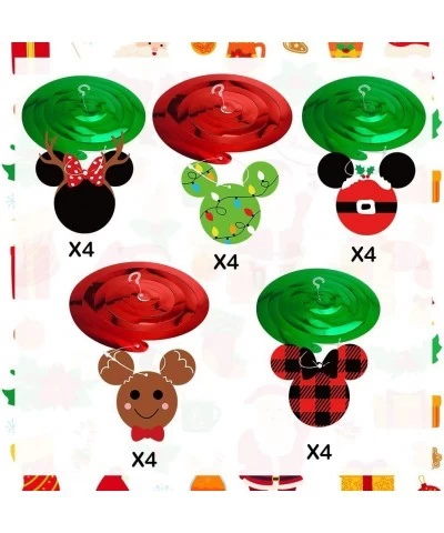 20Pcs Mouse Christmas Hanging Swirls Decorations Winter Xmas Mouse Foil Swirls Ceiling Hanging Swirls for Birthday Christmas ...