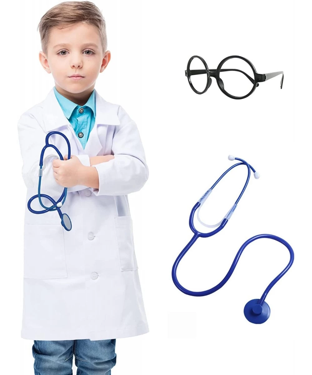 Lab Coat for Kids with Stethoscope＆Glasses Toys White Coat Kids Unisex Role Play Vet Coat Doctor Dress Up Costume $27.58 Kids...