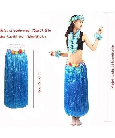 5pcs/ Set Women's Hawaiian Luau Elastic Grass Hula Skirt 80cm $30.13 Kids' Dress-Up Accessories