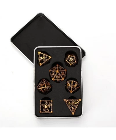 DND Dice Set 7 Pieces Hollow Metal D&D Polyhedral DND Dice for Dungeons and Dragons RPG Steampunk Dragons Role Playing Dice w...