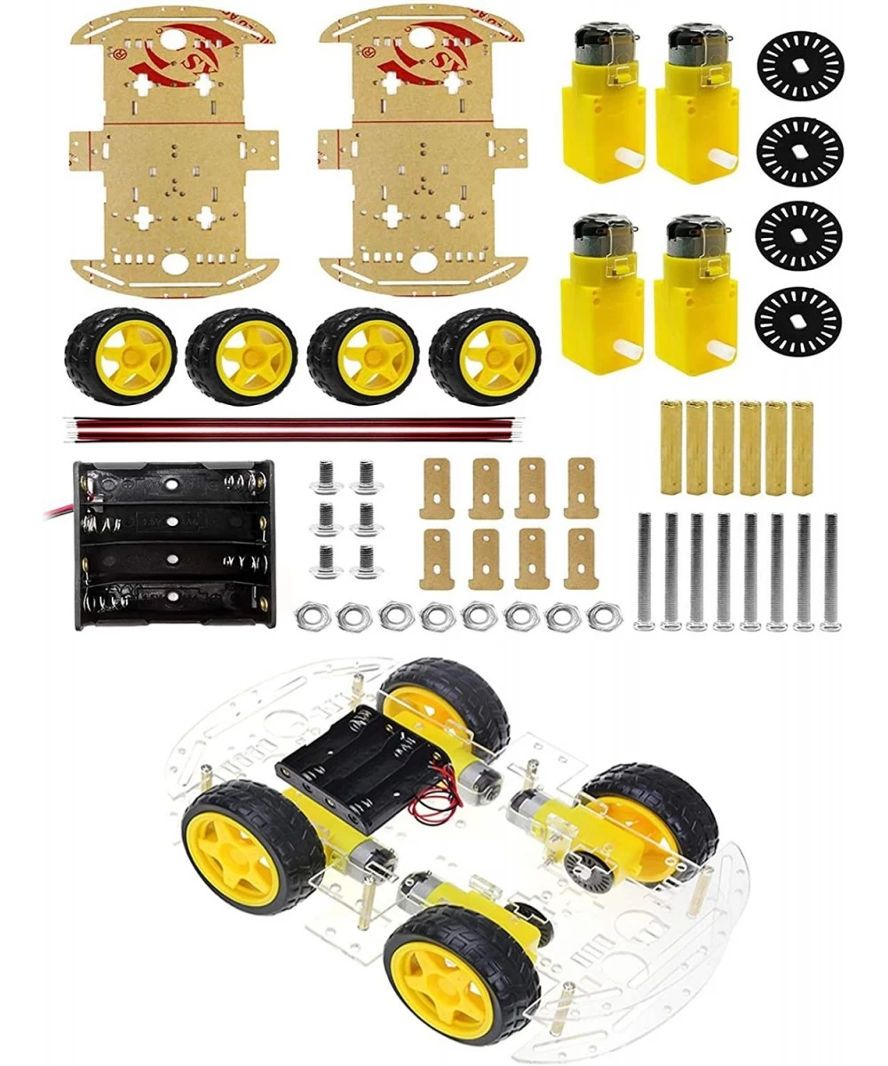 4WD 2 Layer Smart Robot Car Chassis Kit with Speed Encoder Battery Box for Kids Teens DIY $30.46 Remote & App Controlled Vehi...