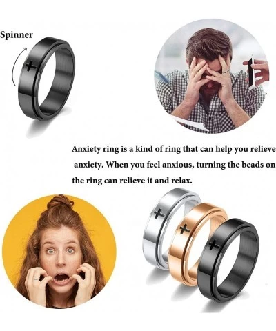 Spinner Ring for Anxiety Simple Fidget Band Ring Anxiety Ring for Women Cross Ring for Men Black Gold Silver Stress Relief Ri...