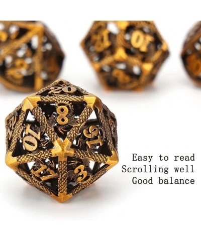 DND Dice Set 7 Pieces Hollow Metal D&D Polyhedral DND Dice for Dungeons and Dragons RPG Steampunk Dragons Role Playing Dice w...