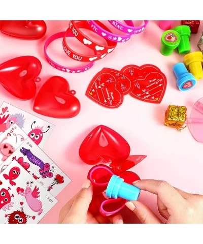 99 Pieces Valentines Party Favors Set Include Hearts Fillers Boxes with Cards Valentine Stampers Silicone Bracelets Cartoon S...