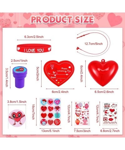 99 Pieces Valentines Party Favors Set Include Hearts Fillers Boxes with Cards Valentine Stampers Silicone Bracelets Cartoon S...