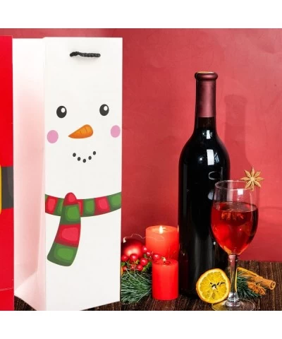 24Pcs Christmas Wine Bottle Gift Bags Set Holiday Gift Paper Bags Heavy-Duty Xmas Party Favor Reusable Wine Wrapping Bags wit...