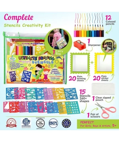 Ultimate Stencil Set | Large 70 Piece Stencil Drawing Kit with 260+ Shapes | Ideal Educational Toy and Creativity Kit | The P...