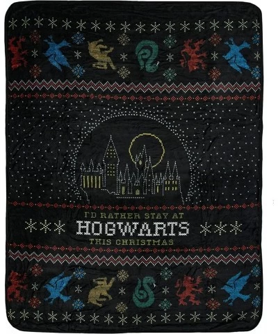 Harry Potter I'd Rather Stay at Hogwarts Holiday Plush Throw Blanket 46' x 60' $43.33 Kids' Plush Toy & Blanket Sets