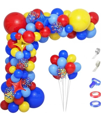 Carnival Circus Balloons Arch Garland Kit 121Pcs Red Blue Yellow Rainbow Confetti Balloons Primary Color Balloons for Baby Sh...