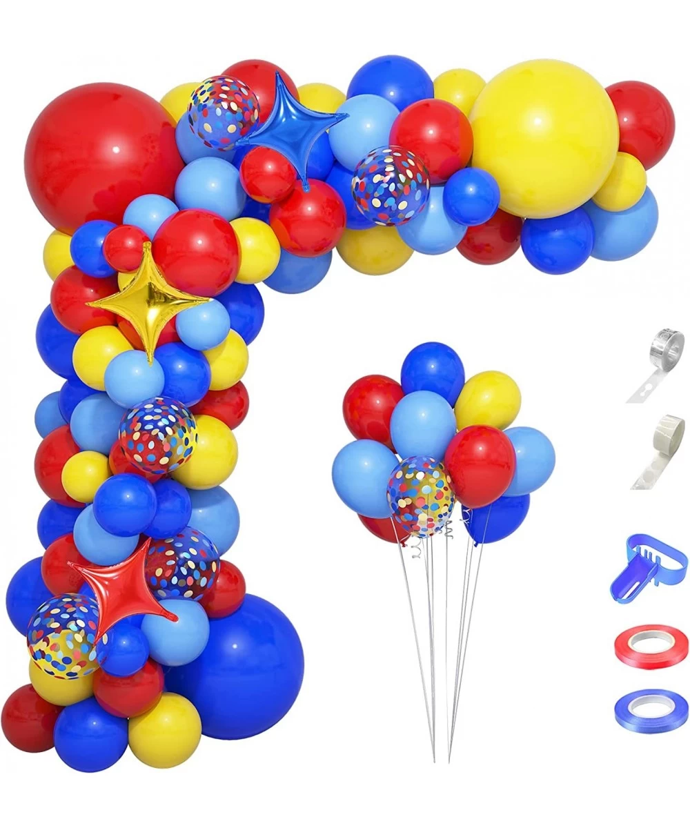 Carnival Circus Balloons Arch Garland Kit 121Pcs Red Blue Yellow Rainbow Confetti Balloons Primary Color Balloons for Baby Sh...