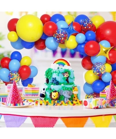 Carnival Circus Balloons Arch Garland Kit 121Pcs Red Blue Yellow Rainbow Confetti Balloons Primary Color Balloons for Baby Sh...