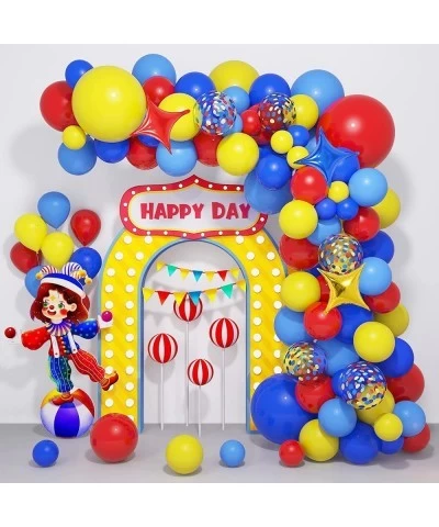 Carnival Circus Balloons Arch Garland Kit 121Pcs Red Blue Yellow Rainbow Confetti Balloons Primary Color Balloons for Baby Sh...