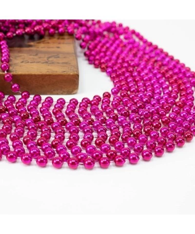 12 pack of 33 Mardi Gras Beads Necklace Metallic Hot Pink Beaded Necklace Mardi Gras Throws Party Beads Costume Necklaces $16...