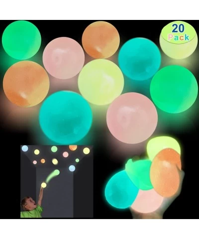 20 Pieces Glow Stress Balls 5 Colors Fidget Toys Glow in The Dark Sticky Balls That Stick to The Ceiling Balls Squishy Balls ...