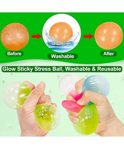 20 Pieces Glow Stress Balls 5 Colors Fidget Toys Glow in The Dark Sticky Balls That Stick to The Ceiling Balls Squishy Balls ...