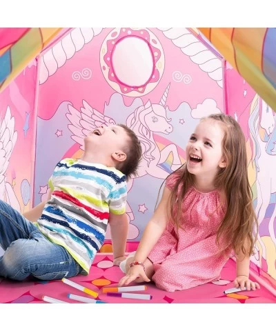 Kids Play Tent DIY Coloring Playhouse for Kids Outdoor and Indoor Art Crafts Washable Oxford Fabric Toddler Tent Princess Gif...