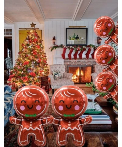 Gingerbread Man Family Christmas Foil Balloons - Big and Mini Gingerbread Man Xmas Decoration Kids Balloon New Year Eve Party...