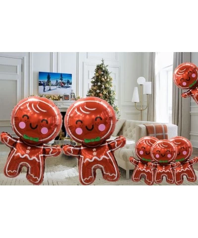 Gingerbread Man Family Christmas Foil Balloons - Big and Mini Gingerbread Man Xmas Decoration Kids Balloon New Year Eve Party...