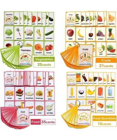 Fruits/Vegetable/Foods/Food Quantities English Flash Cards Pocket Card Learning Baby Toys for Children Pre-Kindergarten Kids ...