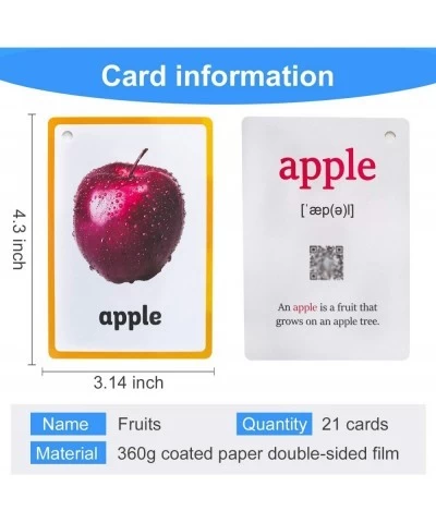 Fruits/Vegetable/Foods/Food Quantities English Flash Cards Pocket Card Learning Baby Toys for Children Pre-Kindergarten Kids ...