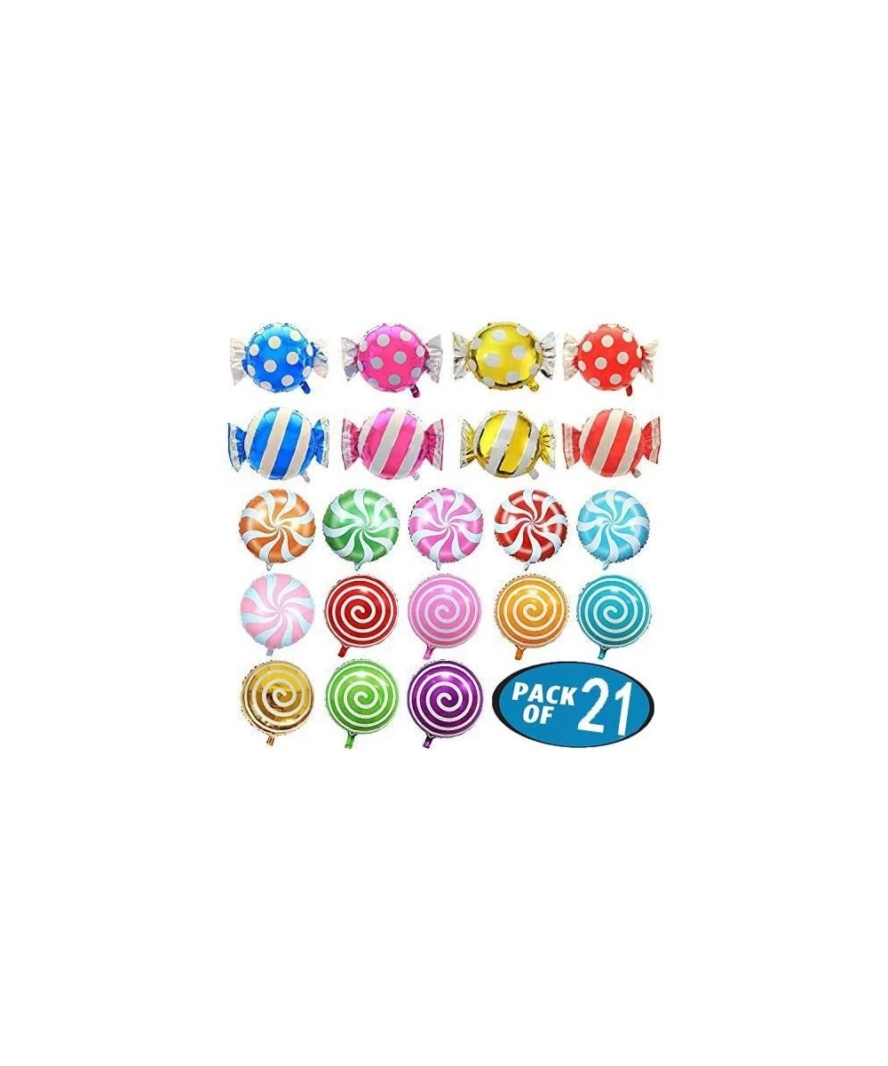 21 Pack Candy Balloons Set Including 13 Pack Round Lollipop Balloons and 8 pack Candy Shape Balloons Candyland Party Decorati...