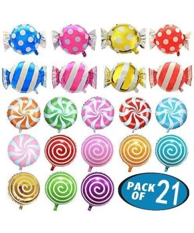 21 Pack Candy Balloons Set Including 13 Pack Round Lollipop Balloons and 8 pack Candy Shape Balloons Candyland Party Decorati...