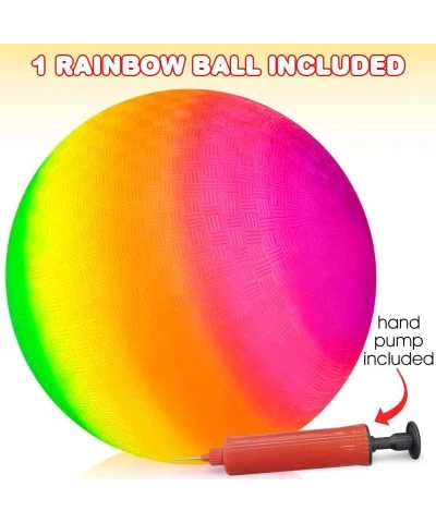 Rainbow Playground Ball for Kids with Hand Pump Bouncy 16 Inch Rubber Kick Ball for Backyard Park & Beach Outdoor Fun Beautif...