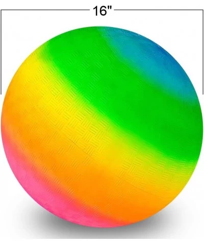 Rainbow Playground Ball for Kids with Hand Pump Bouncy 16 Inch Rubber Kick Ball for Backyard Park & Beach Outdoor Fun Beautif...