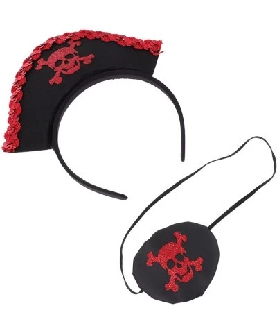 Pirate Hat Headband Black Eye Patch Mini Captain Party Hat Pirate Dress up Cosplay Costume Accessories Performance Props for ...