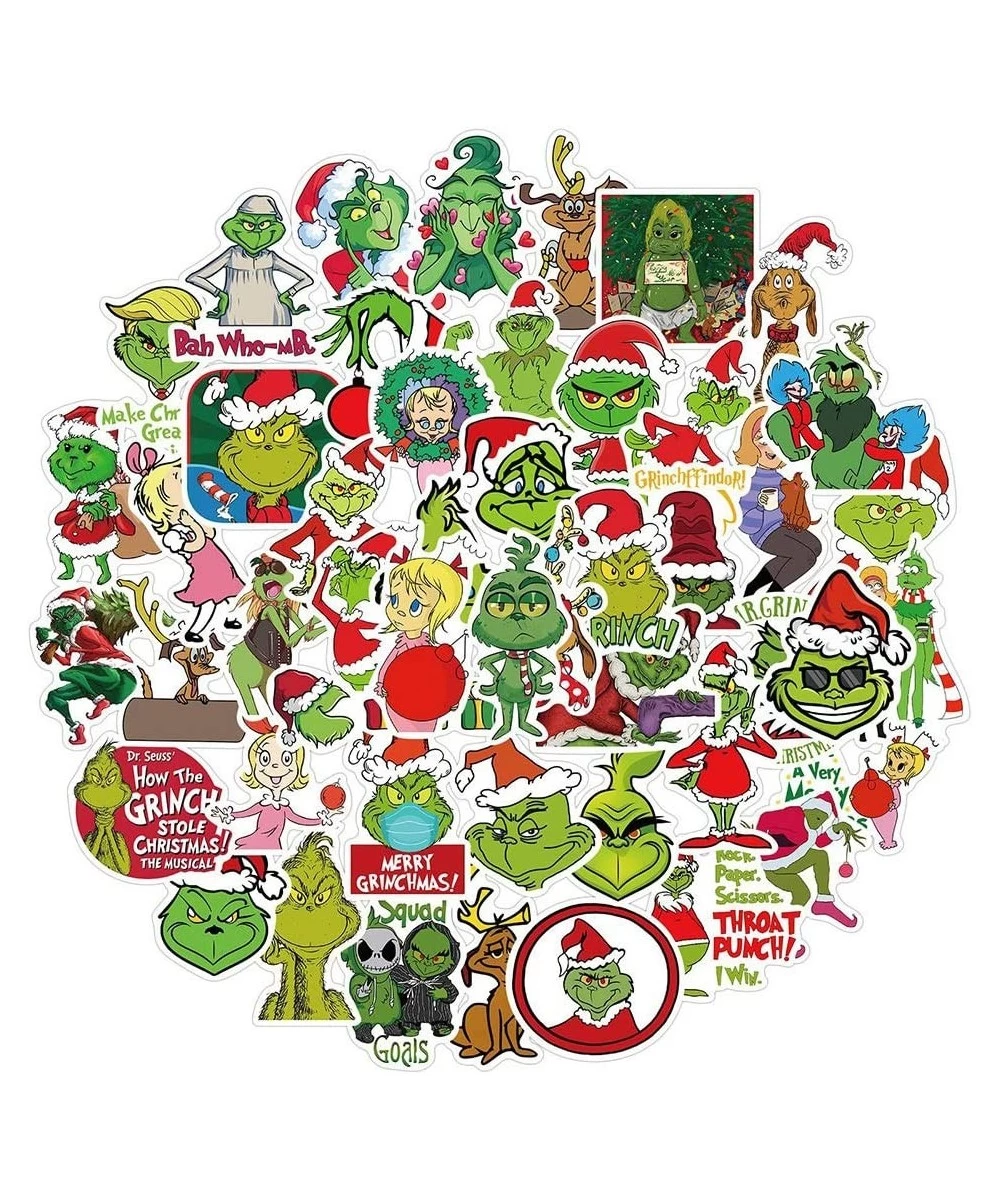 50 PCS Grinch Stickers Christmas Stickers Funny Waterproof Vinyl Laptop Stickers Cute Aesthetic Water Bottle Phone Case Car B...