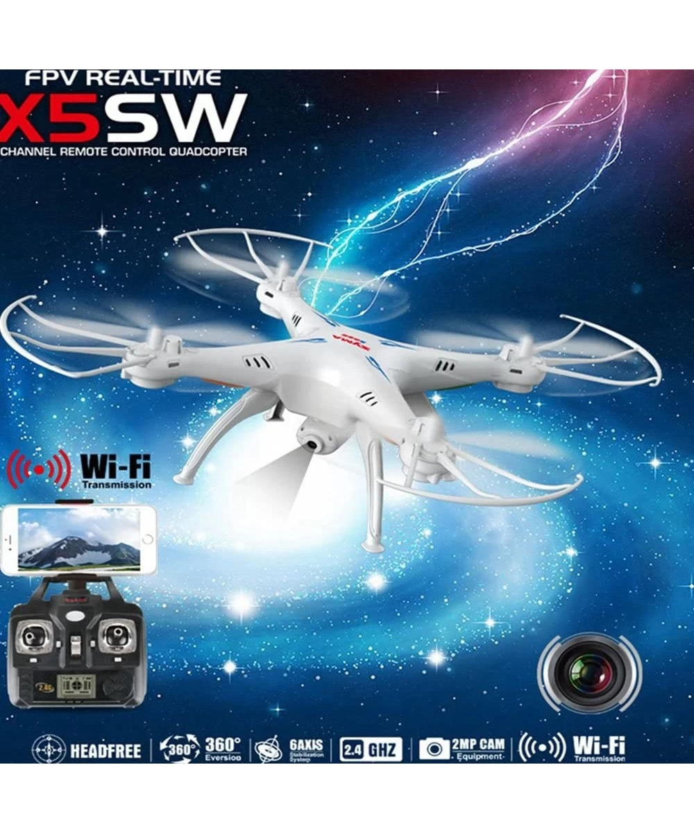 X5SW 4CH 2.4G 6-Axis Gyro Headless Support Mobile Phone Apple IOS Android Wi-Fi Wifi Control FPV HD 0.3MP Camera 360-degree 3...