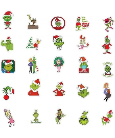 50 PCS Grinch Stickers Christmas Stickers Funny Waterproof Vinyl Laptop Stickers Cute Aesthetic Water Bottle Phone Case Car B...