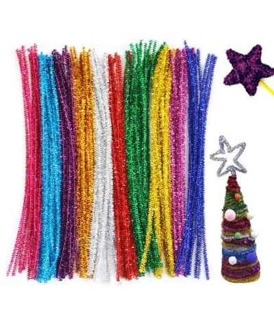 300Pcs Glitter Sparkle Pipe Cleaners Tinsel Chenille Stems 10 Colors Metallic Pipe Cleaners for DIY Crafts Arts Wedding Home ...