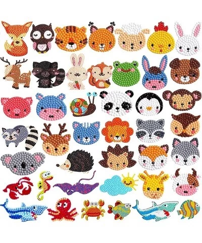 43Pcs 5D Diamond Painting Stickers Kits for Kids Animal Diamond Painting Stickers by Numbers DIY Diamond Art Mosaic Stickers ...