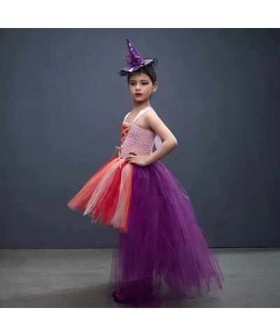 Witch Costume for Girls Kids Halloween Princess Tutu Dress up with Witch Hat Broom Cape Outfit Cosplay Photo Prop 2-12T $33.0...