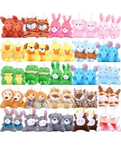 48 Pieces Mini Plush Animals Toys Set Small Stuffed Animal Keychain Set for Valentine Gift Easter Egg Filter Carnival Prizes ...