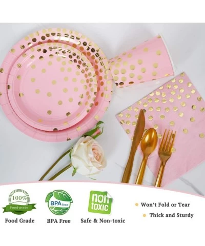 Pink and Gold Party Supplies Serves 24 Pink Party Plates 12oz Cups 48PCS Napkins Included for Girls Birthday Baby Shower Tota...