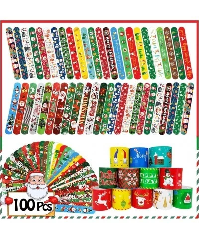 100Pcs Christmas Slap Bracelets Christmas Party Favors for Kids Christmas Stocking Stuffers Christmas Toys for Kid and Childr...