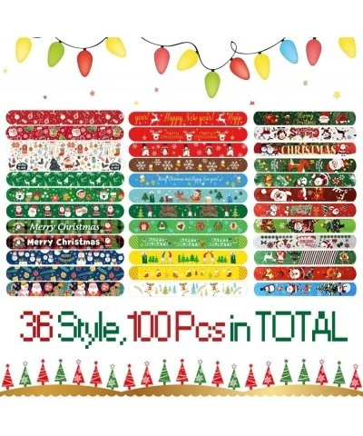 100Pcs Christmas Slap Bracelets Christmas Party Favors for Kids Christmas Stocking Stuffers Christmas Toys for Kid and Childr...