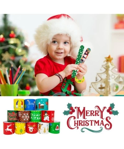 100Pcs Christmas Slap Bracelets Christmas Party Favors for Kids Christmas Stocking Stuffers Christmas Toys for Kid and Childr...